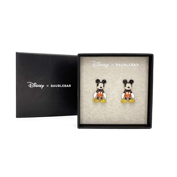 Disney x Baublebar Mickey Mouse Earrings Red Black Gold Crystals Dangle New NWT - Picture 3 of 4